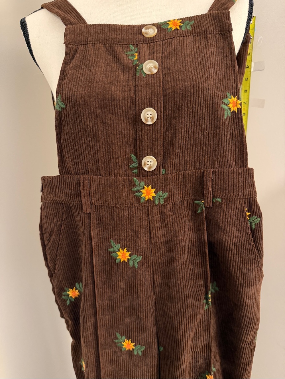 Cider ditsy corduroy overalls - Picture 3 of 10